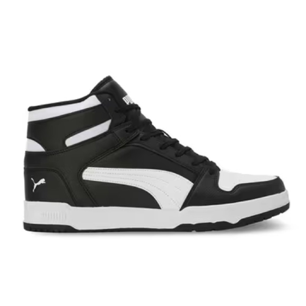 PUMA Rebound LayUp high top sneakers in black and white